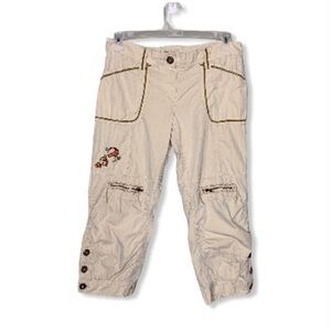 Miss Bisou Embroidered Cargo Capris Pants